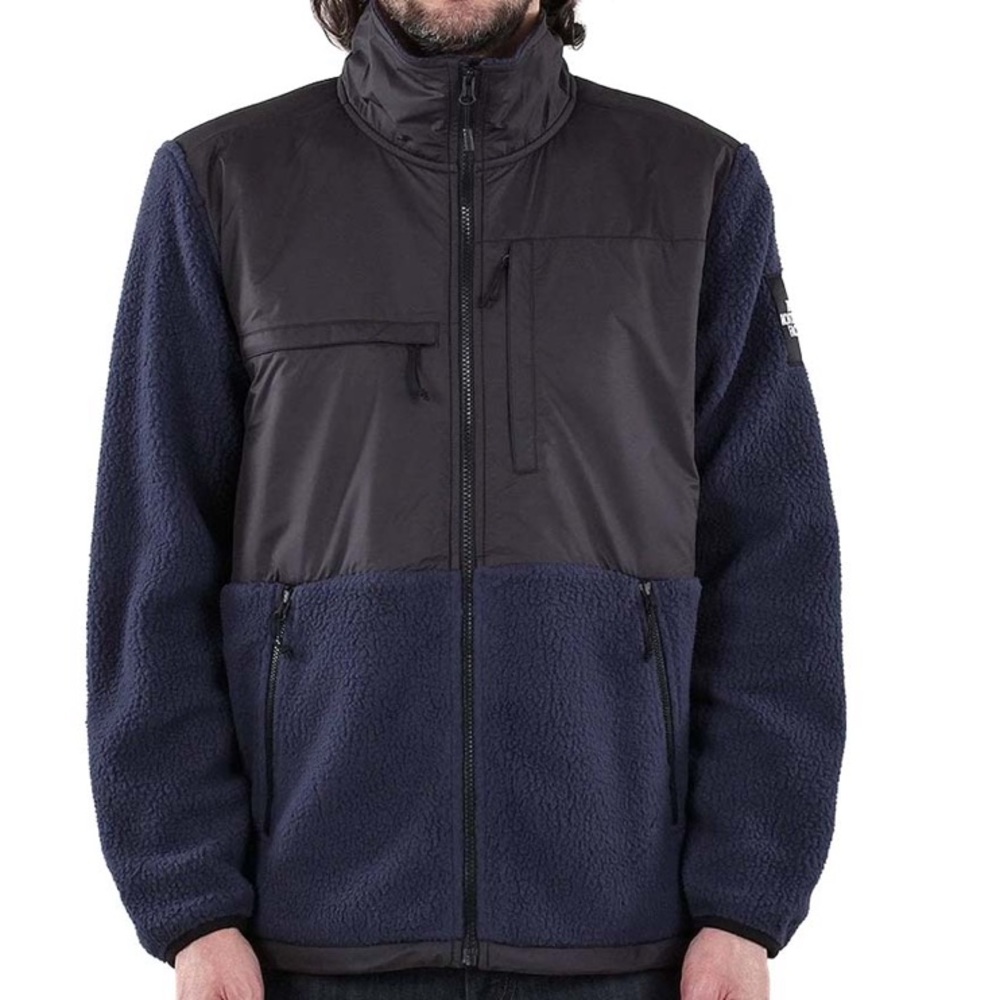 navy blue/black North Face fleece